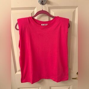 Zara Vibrant Pink Muscle Tee with Shoulder Padd